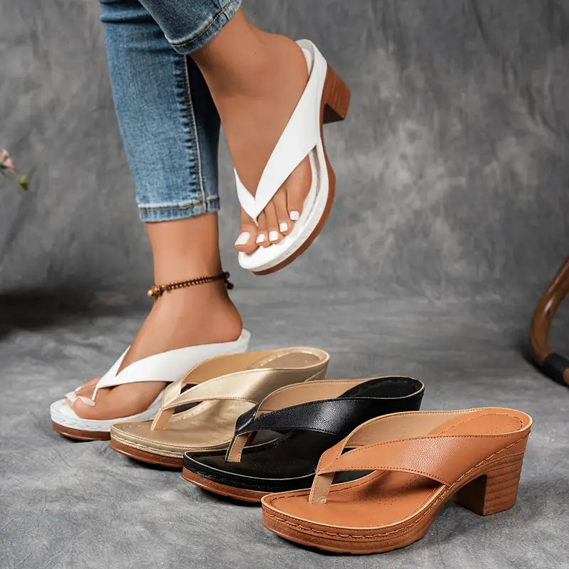 Abigail Collection | Black Block Heel Sandals with Ergonomic Footbed | Stylish Comfort for All-Day Wear