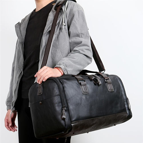 Aiden | Vegan Leather Duffle Bag – Large Capacity & Adjustable Strap