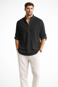 Aurelio | Men's Linen Shirt – Stand Collar, Relaxed Fit
