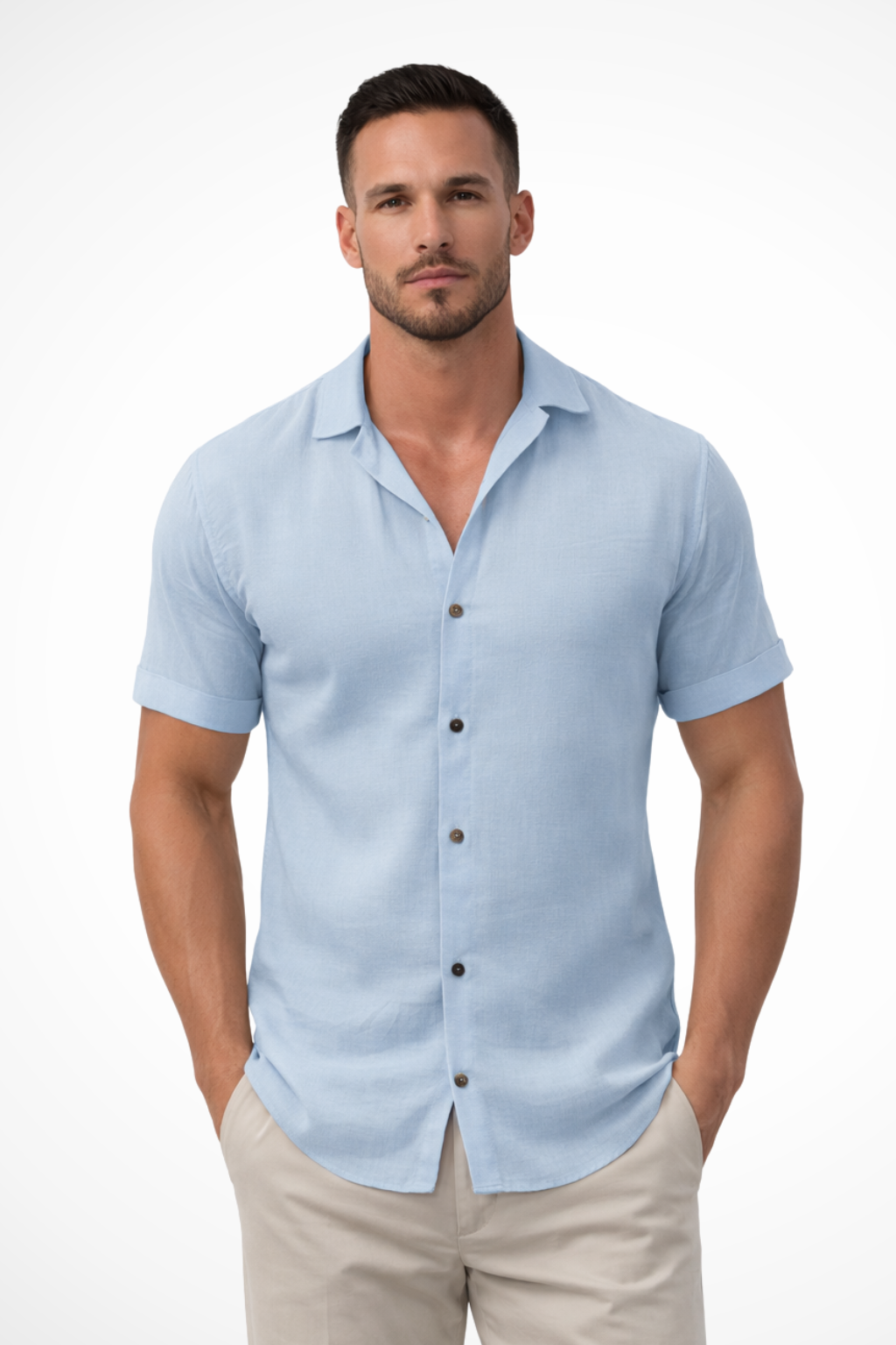 Caleb | Men's Shirt – Short Sleeve Button-Up with Chest Pocket