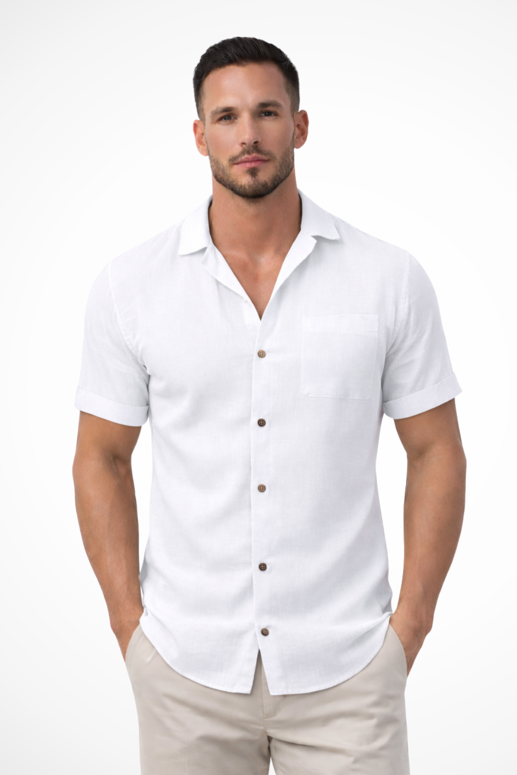Caleb | Men's Shirt – Short Sleeve Button-Up with Chest Pocket