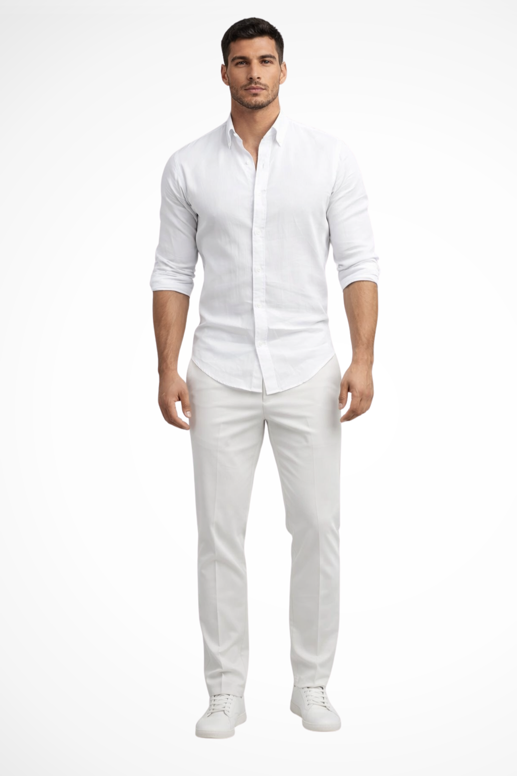 Callum | Men's Shirt - Loose Fit Cotton with Classic Lapel Collar