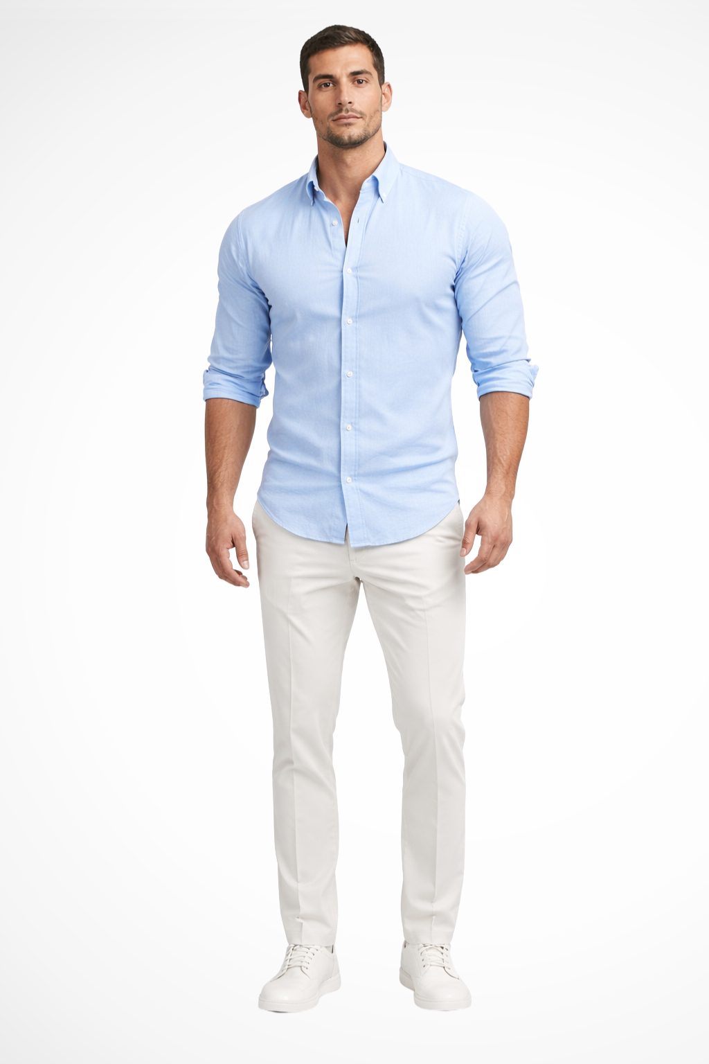 Callum | Men's Shirt - Loose Fit Cotton with Classic Lapel Collar