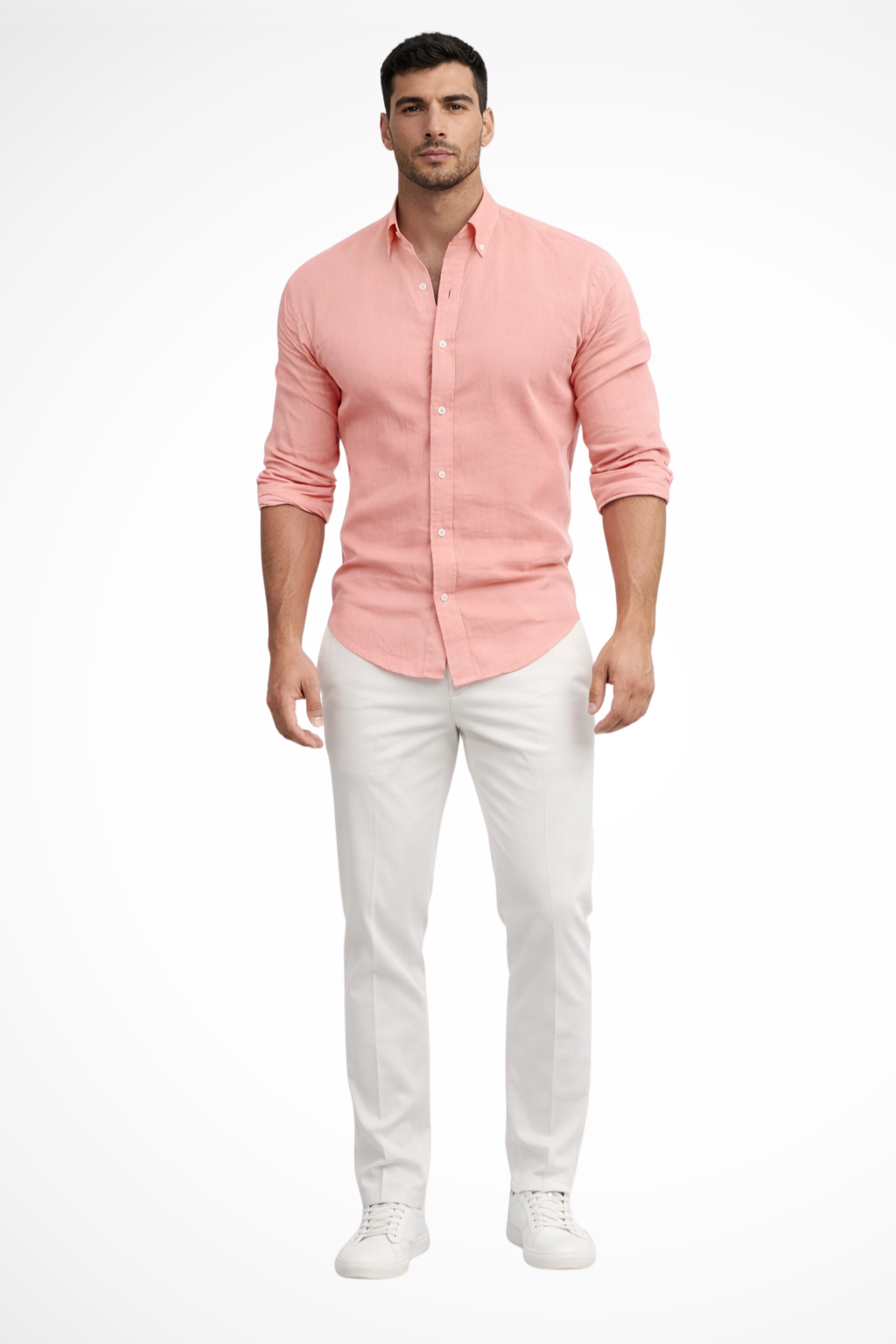 Callum | Men's Shirt - Loose Fit Cotton with Classic Lapel Collar