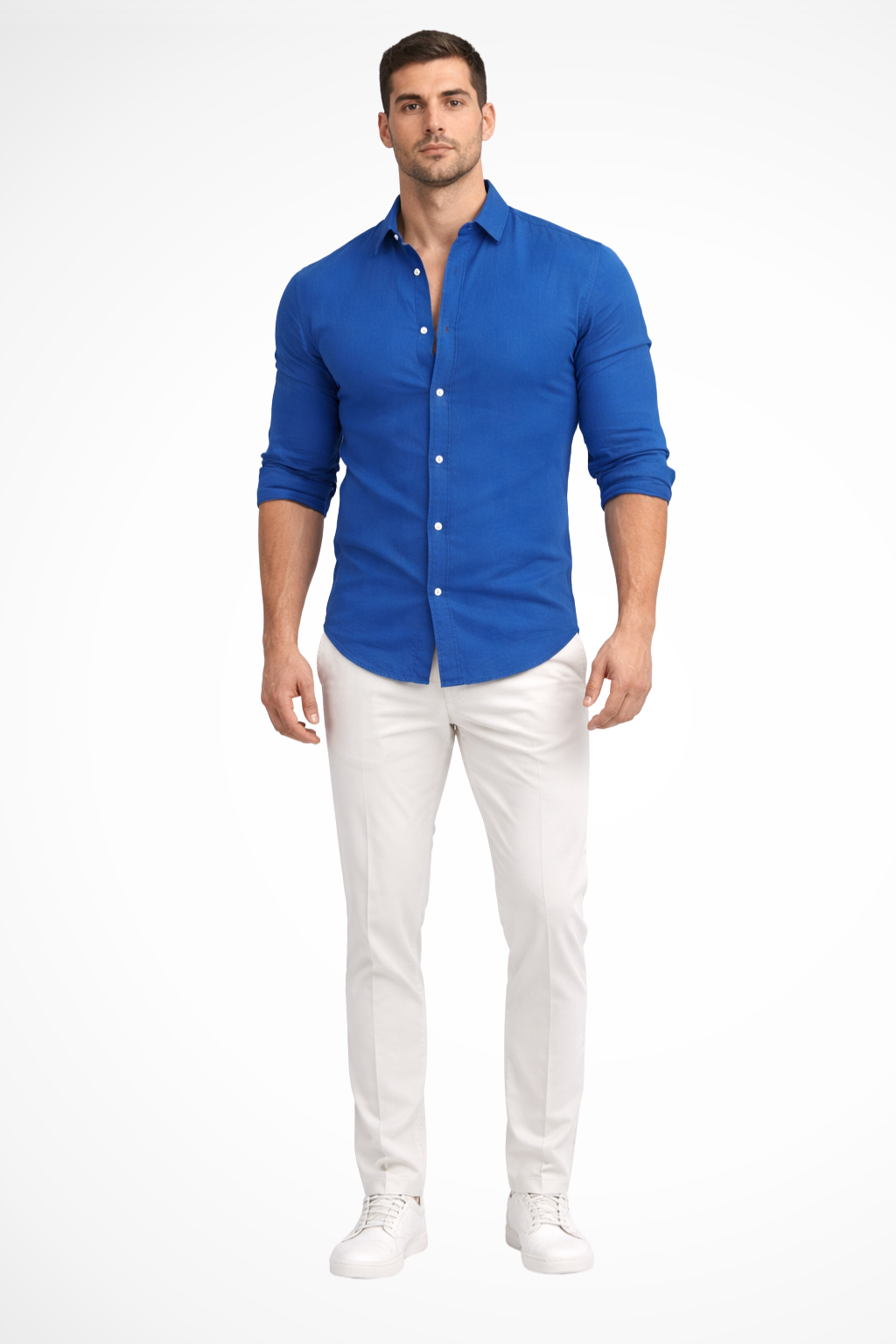 Callum | Men's Shirt - Loose Fit Cotton with Classic Lapel Collar