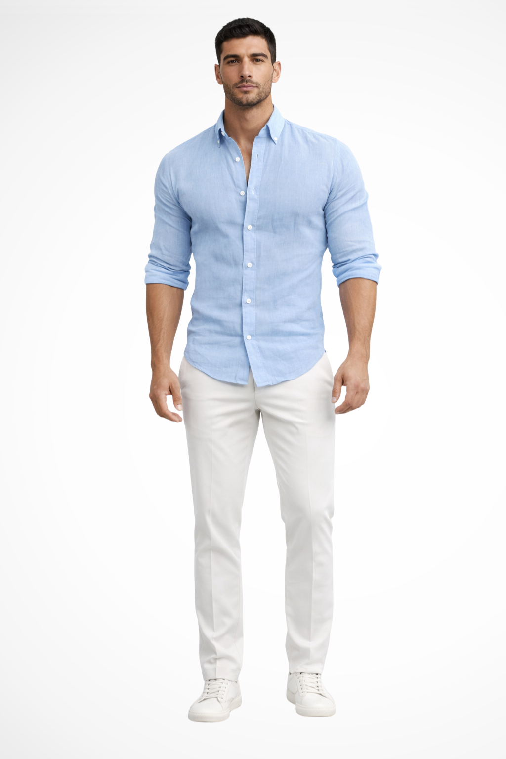 Callum | Men's Shirt - Loose Fit Cotton with Classic Lapel Collar