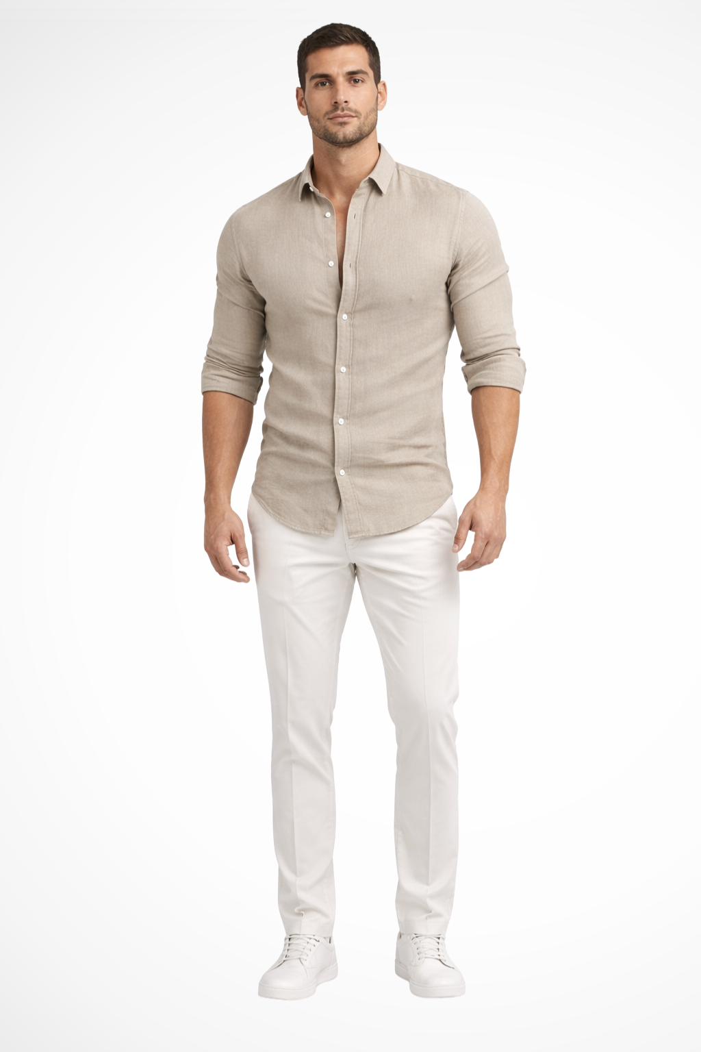 Callum | Men's Shirt - Loose Fit Cotton with Classic Lapel Collar