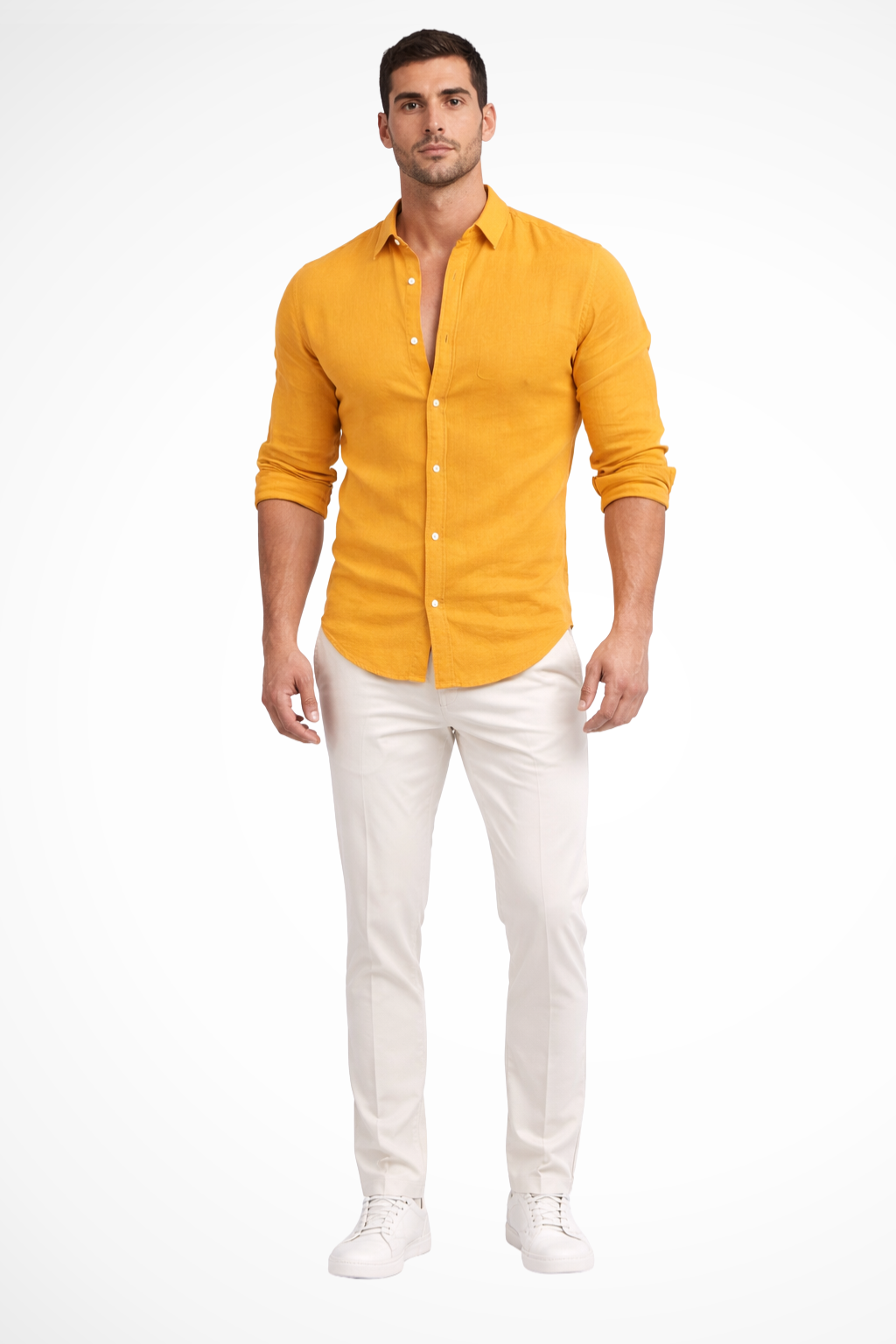 Callum | Men's Shirt - Loose Fit Cotton with Classic Lapel Collar