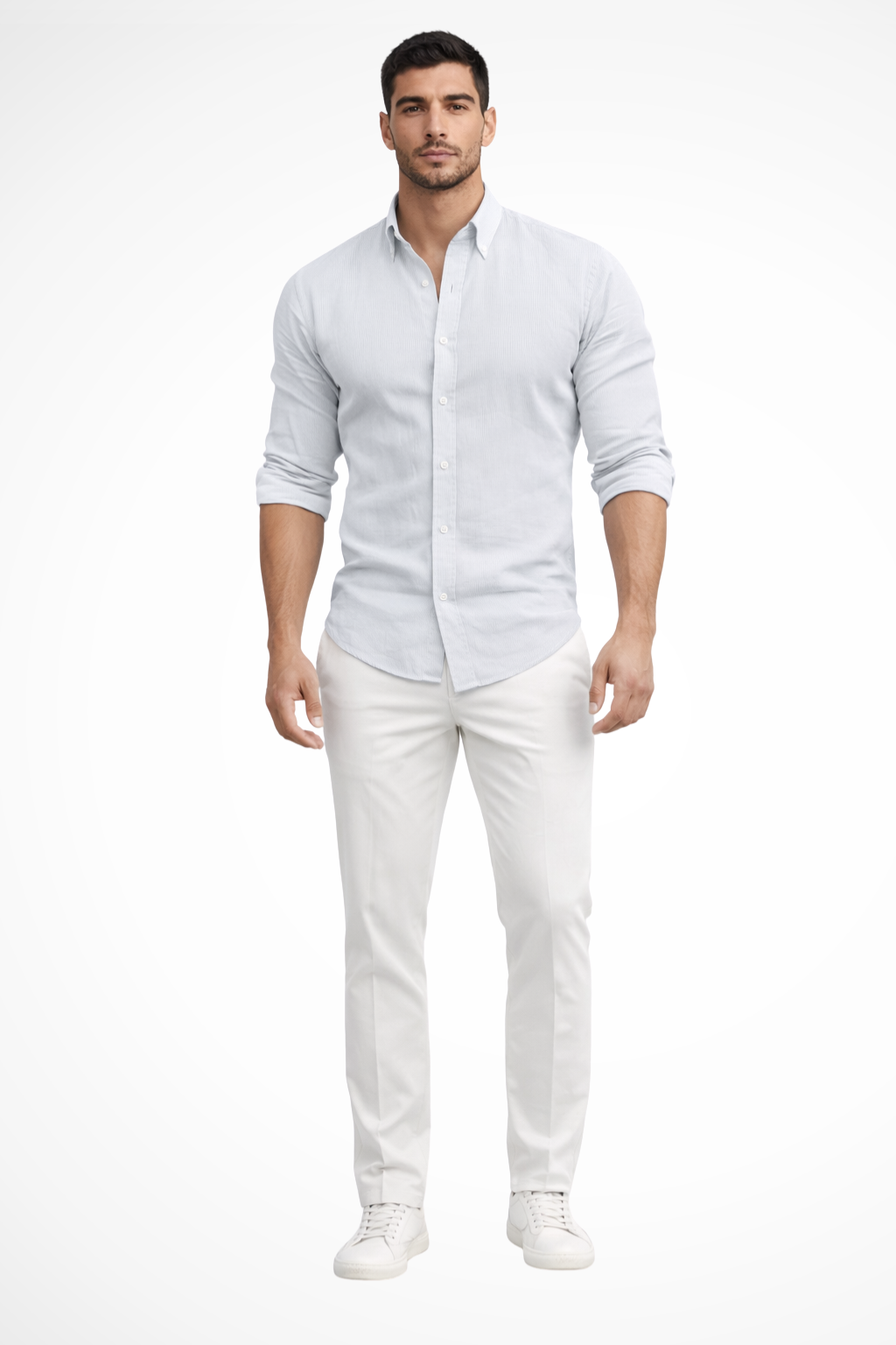 Callum | Men's Shirt - Loose Fit Cotton with Classic Lapel Collar