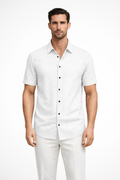 Callum | Men's Shirt - Short Sleeve Cotton with Textured Fabric
