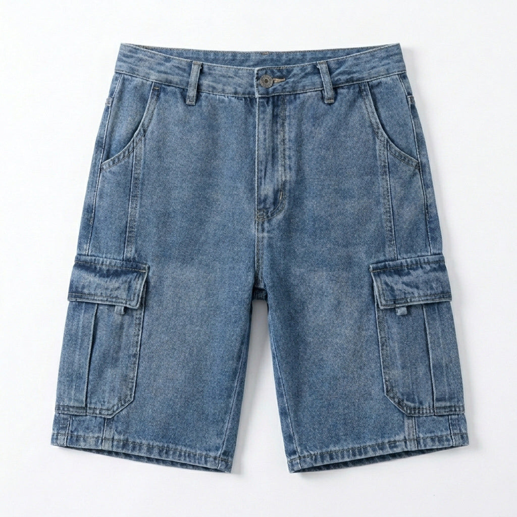 Casual Cargo Denim Shorts | Men's Cargo Shorts with Multi-Pocket Design | Relaxed Fit for Everyday Comfort