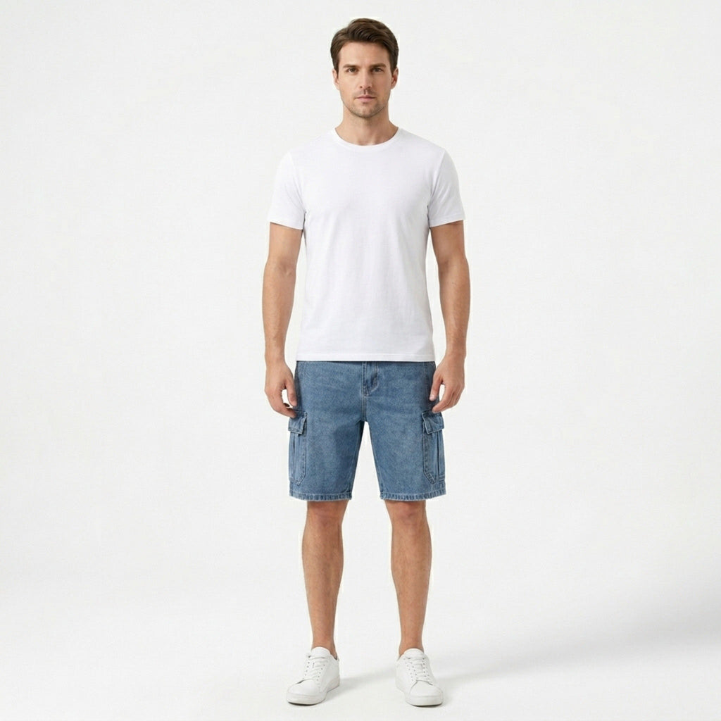 Casual Cargo Denim Shorts | Men's Cargo Shorts with Multi-Pocket Design | Relaxed Fit for Everyday Comfort