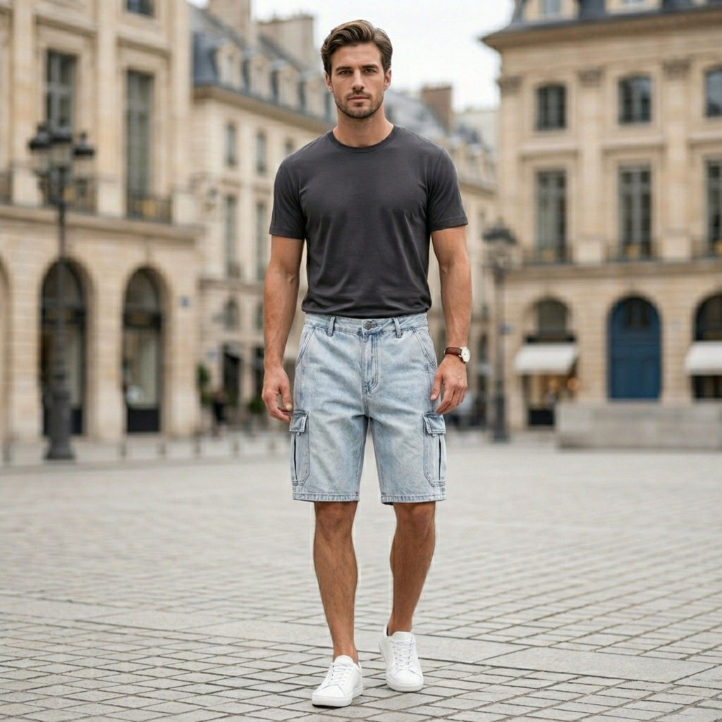 Casual Cargo Denim Shorts | Men's Cargo Shorts with Multi-Pocket Design | Relaxed Fit for Everyday Comfort