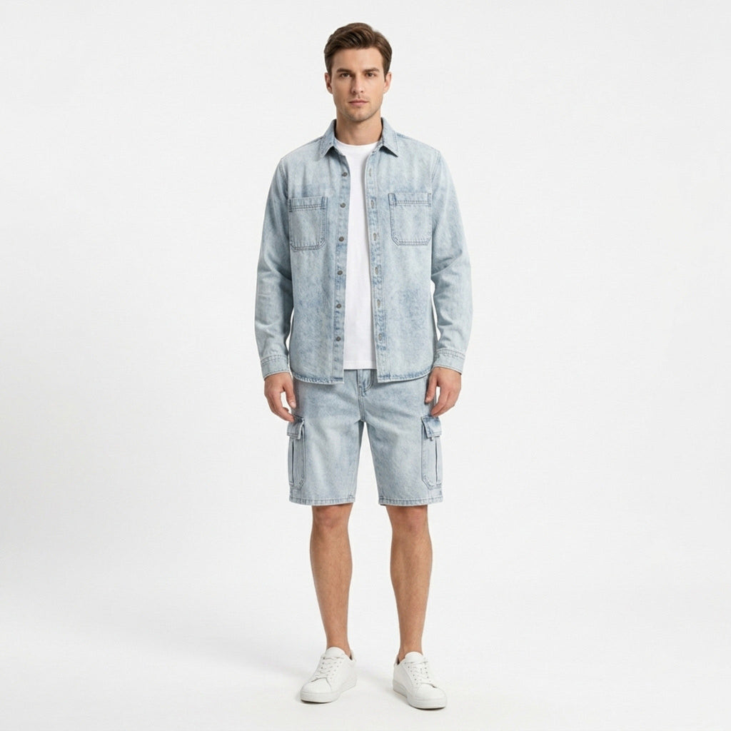 Casual Cargo Denim Shorts | Men's Cargo Shorts with Multi-Pocket Design | Relaxed Fit for Everyday Comfort