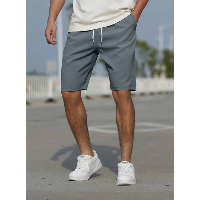 Casual Fit | Men's Shorts with Adjustable Drawstring | Knee-Length Cotton Blend for Summer Comfort