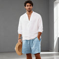 CottonLuxe | Men's Shorts with Drawstring Waist | Breathable Cotton-Linen Blend for Ultimate Comfort