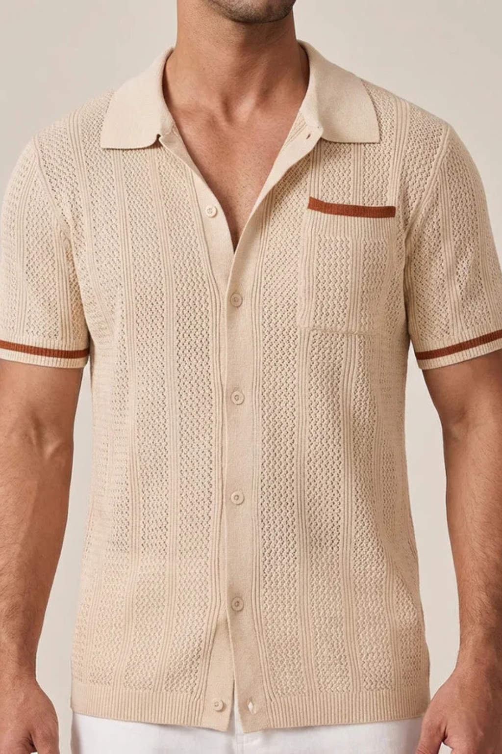 Finlay | Men's Shirt – Short Sleeve Knit With Camp Collar Design