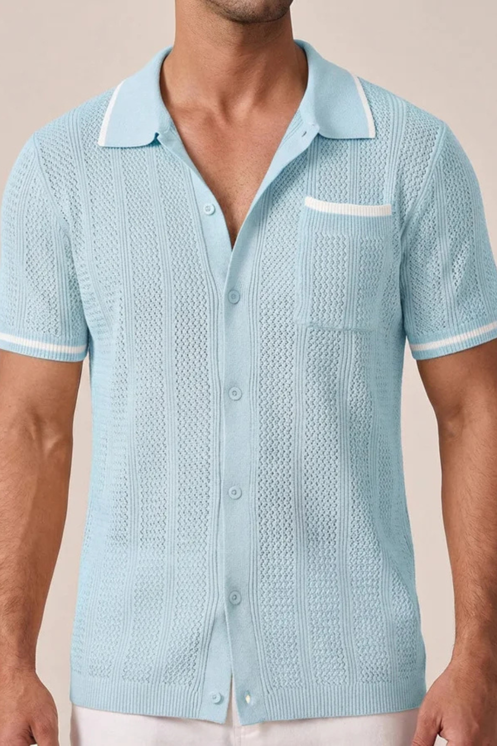 Finlay | Men's Shirt – Short Sleeve Knit With Camp Collar Design