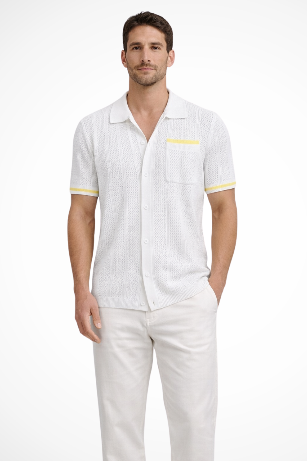 Finlay | Men's Shirt – Short Sleeve Knit With Camp Collar Design