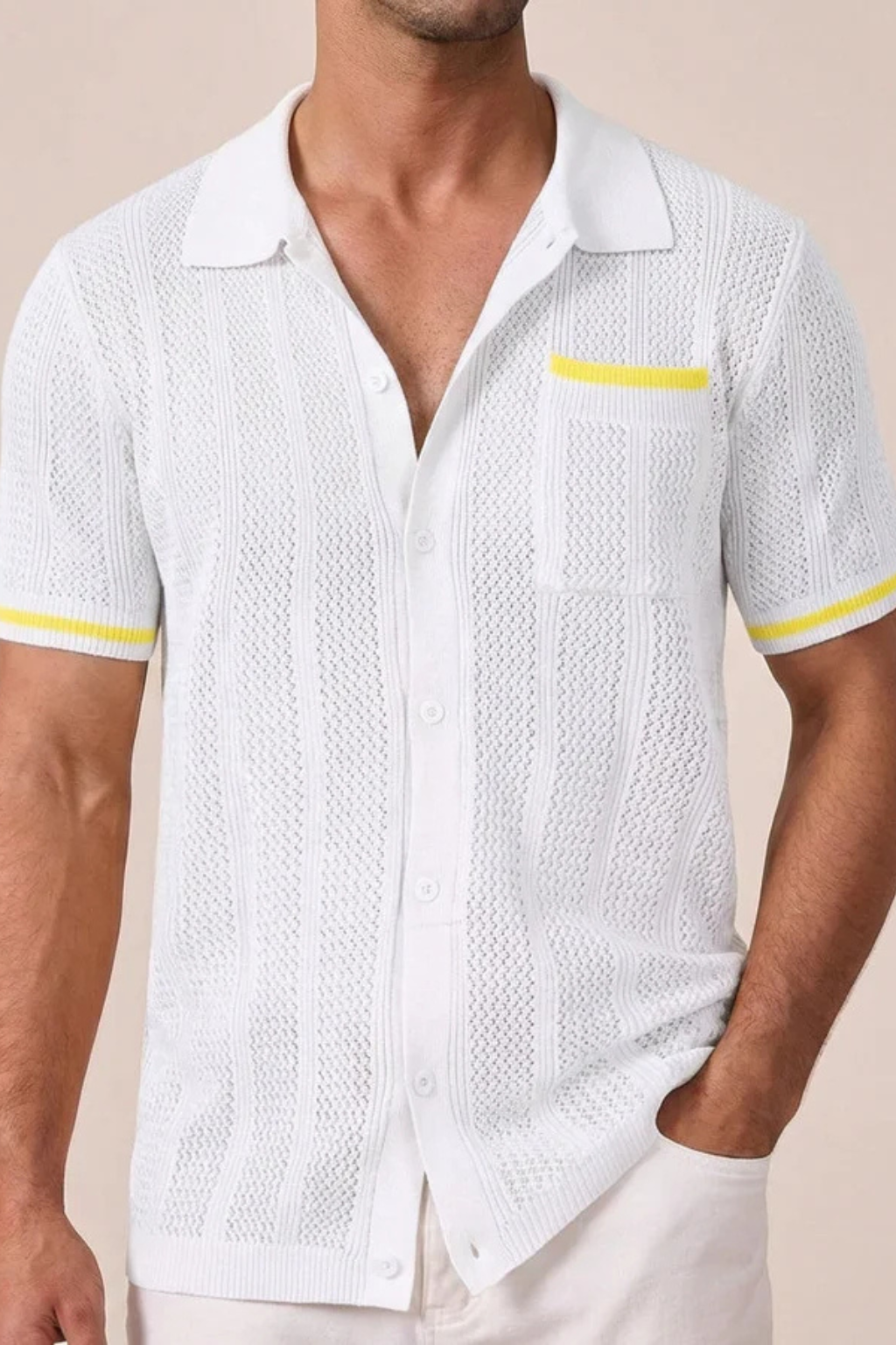 Finlay | Men's Shirt – Short Sleeve Knit With Camp Collar Design
