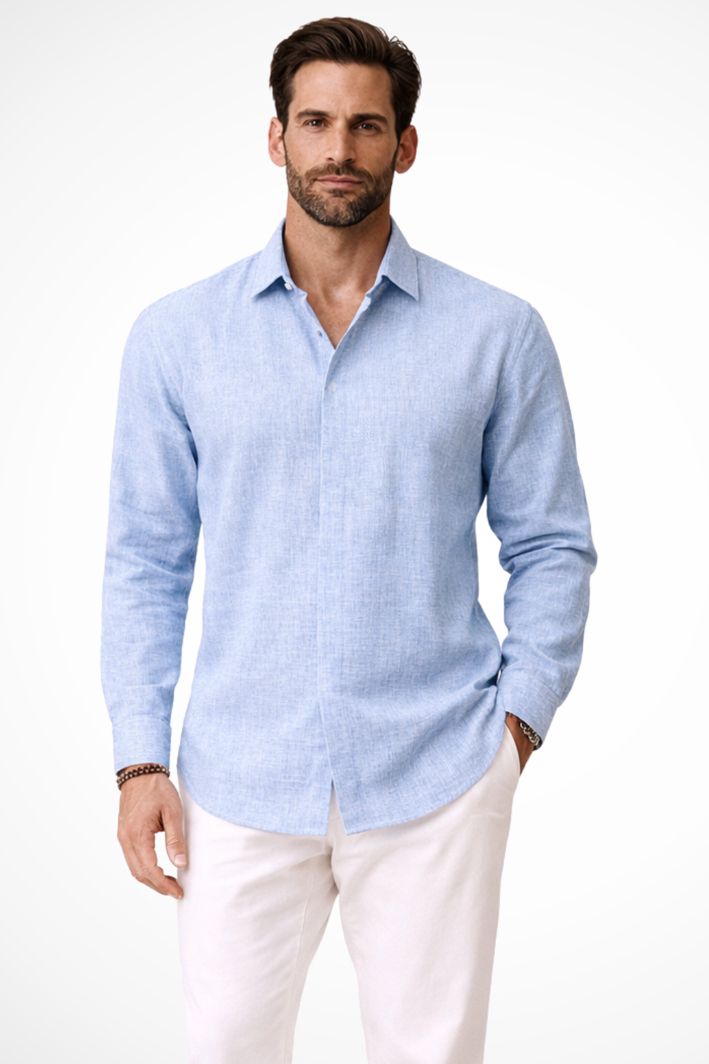 Harrison | Men's Linen Shirt - Relaxed Fit in Grey