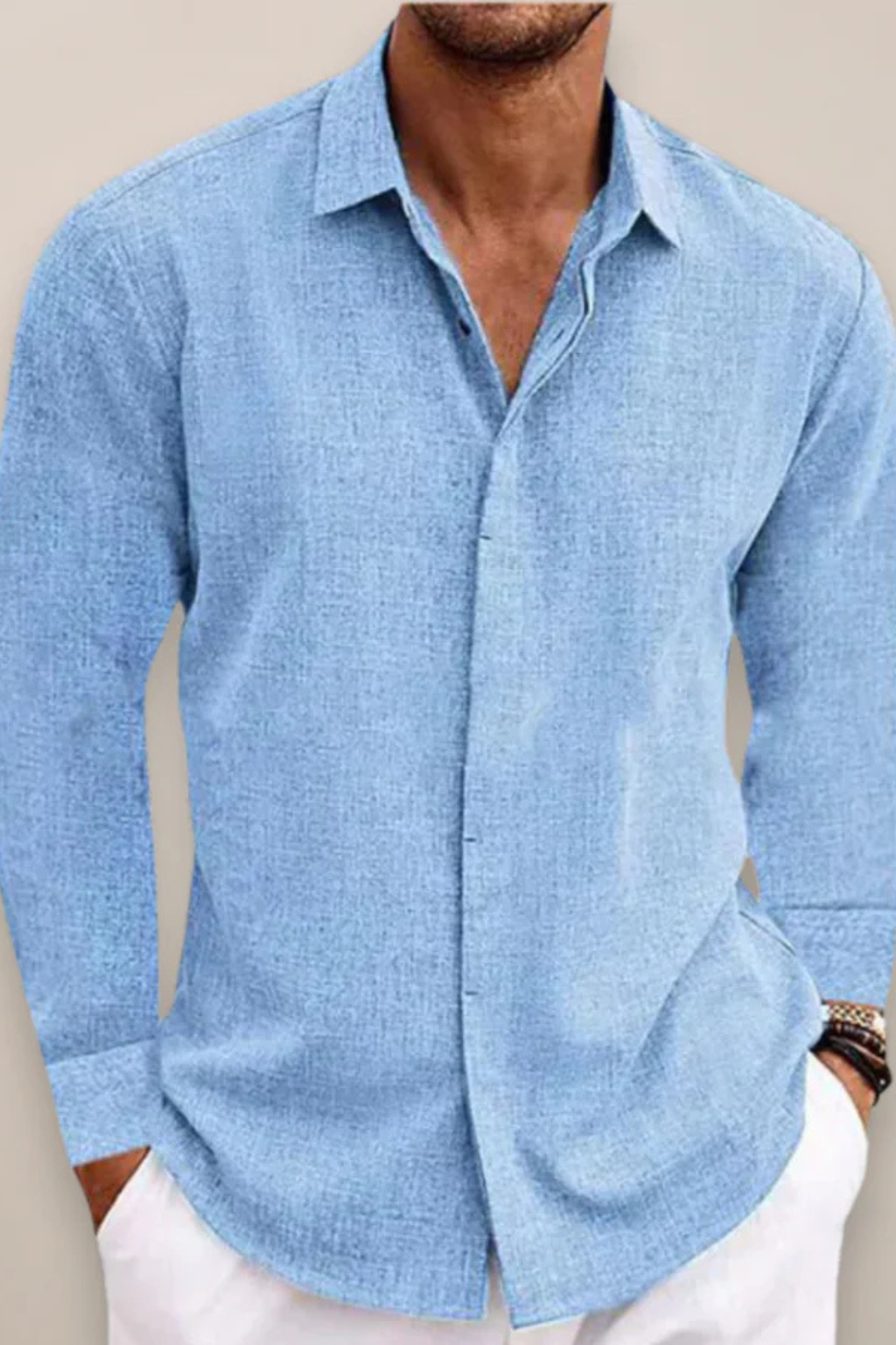 Harrison | Men's Linen Shirt - Relaxed Fit in Grey