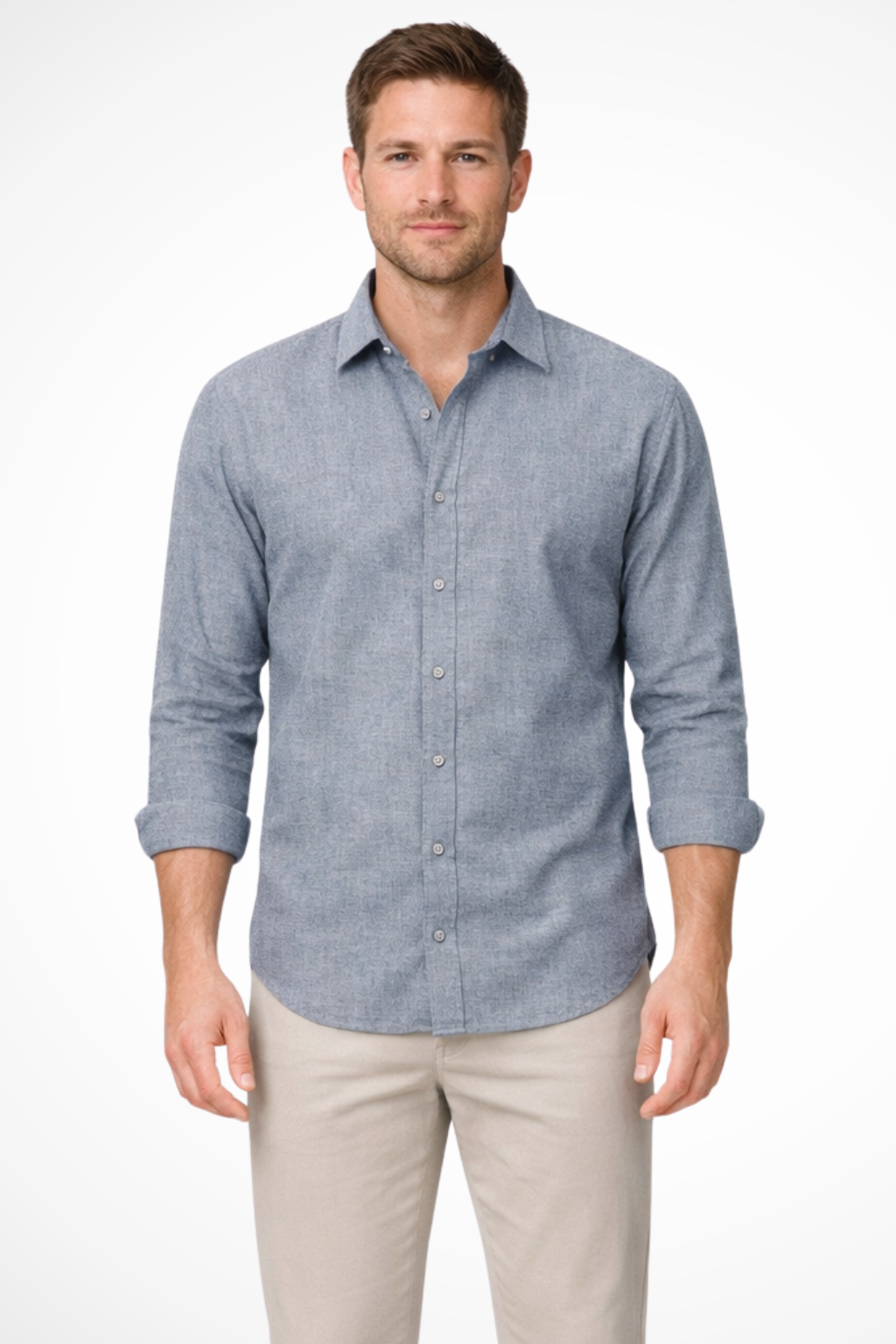Harrison | Men's Linen Shirt - Relaxed Fit in Grey