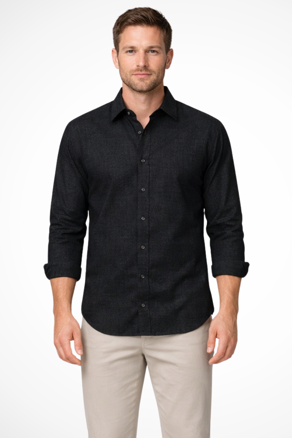 Harrison | Men's Linen Shirt - Relaxed Fit in Grey