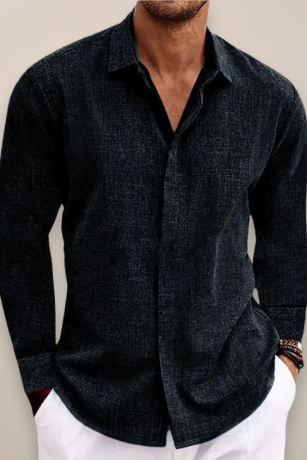Harrison | Men's Linen Shirt - Relaxed Fit in Grey