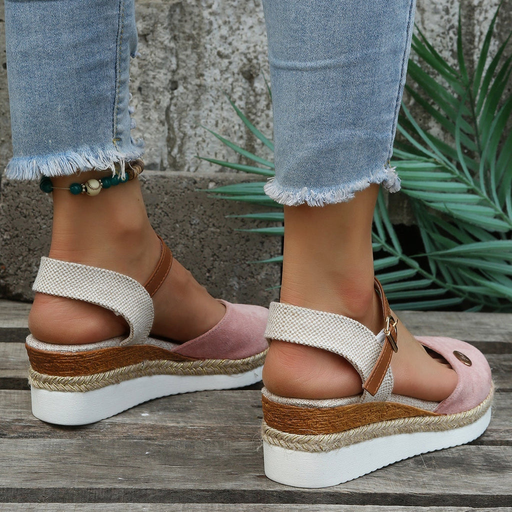 Lily Collection | Women's Espadrille Wedges with Adjustable Ankle Strap | Chic Closed-Toe Design for Comfortable Spring Style