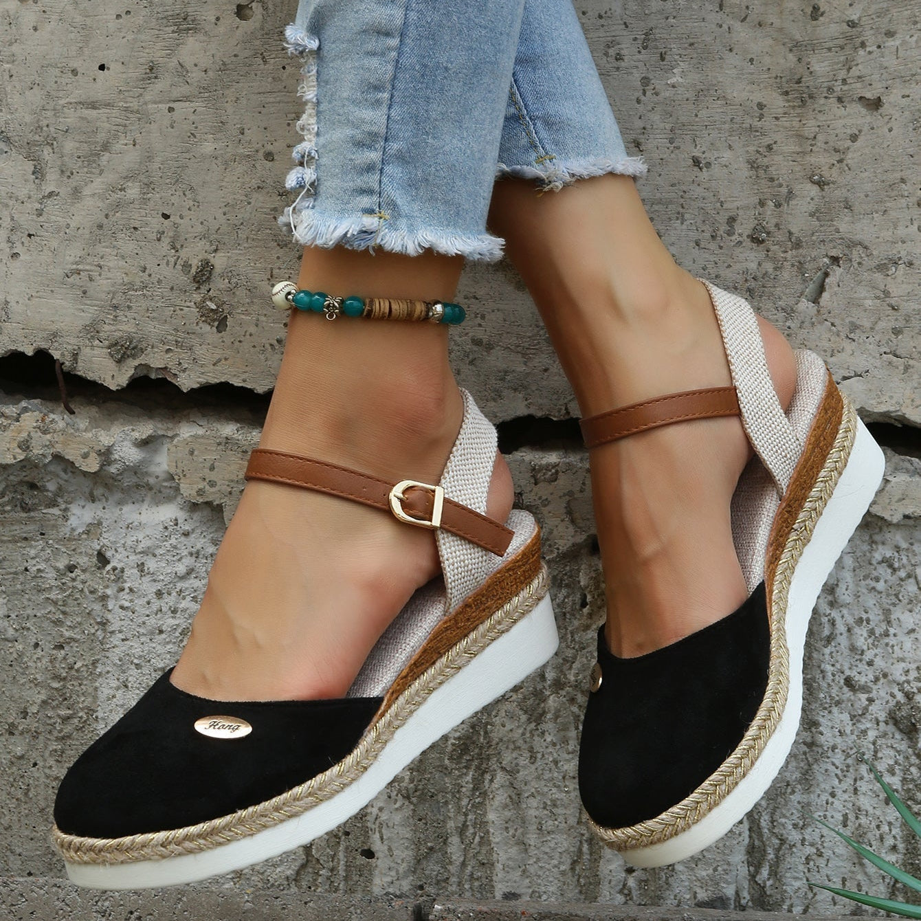 Lily Collection | Women's Espadrille Wedges with Adjustable Ankle Strap | Chic Closed-Toe Design for Comfortable Spring Style