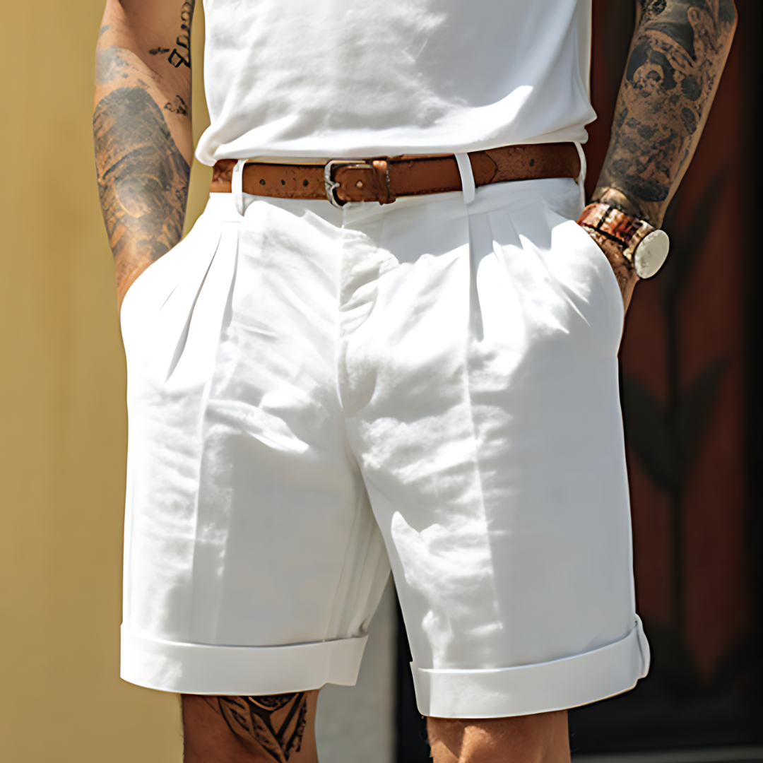 Linen Blend | Men's Shorts with Breathable Fabric | Tailored Fit for Summer Comfort