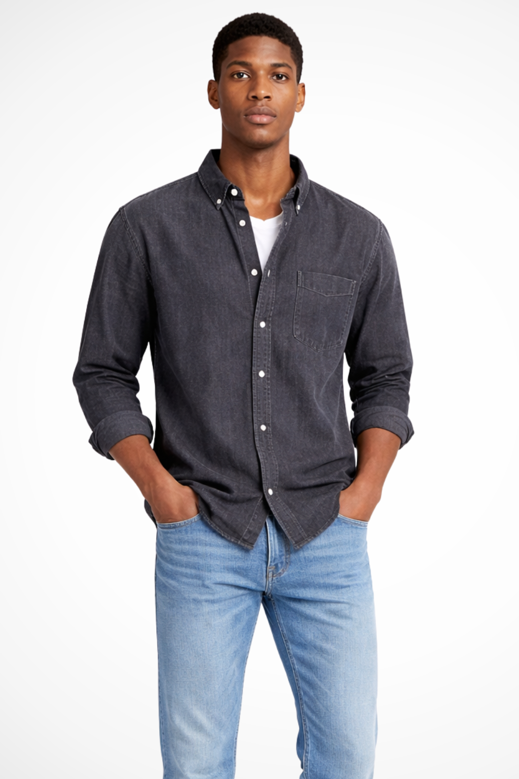 Lucas | Men's Shirt - Casual Button Down Denim in Light Wash