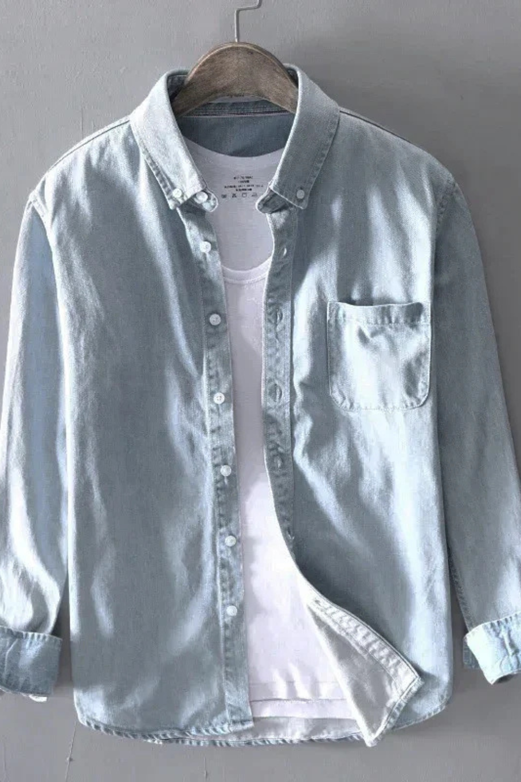 Lucas | Men's Shirt - Casual Button Down Denim in Light Wash