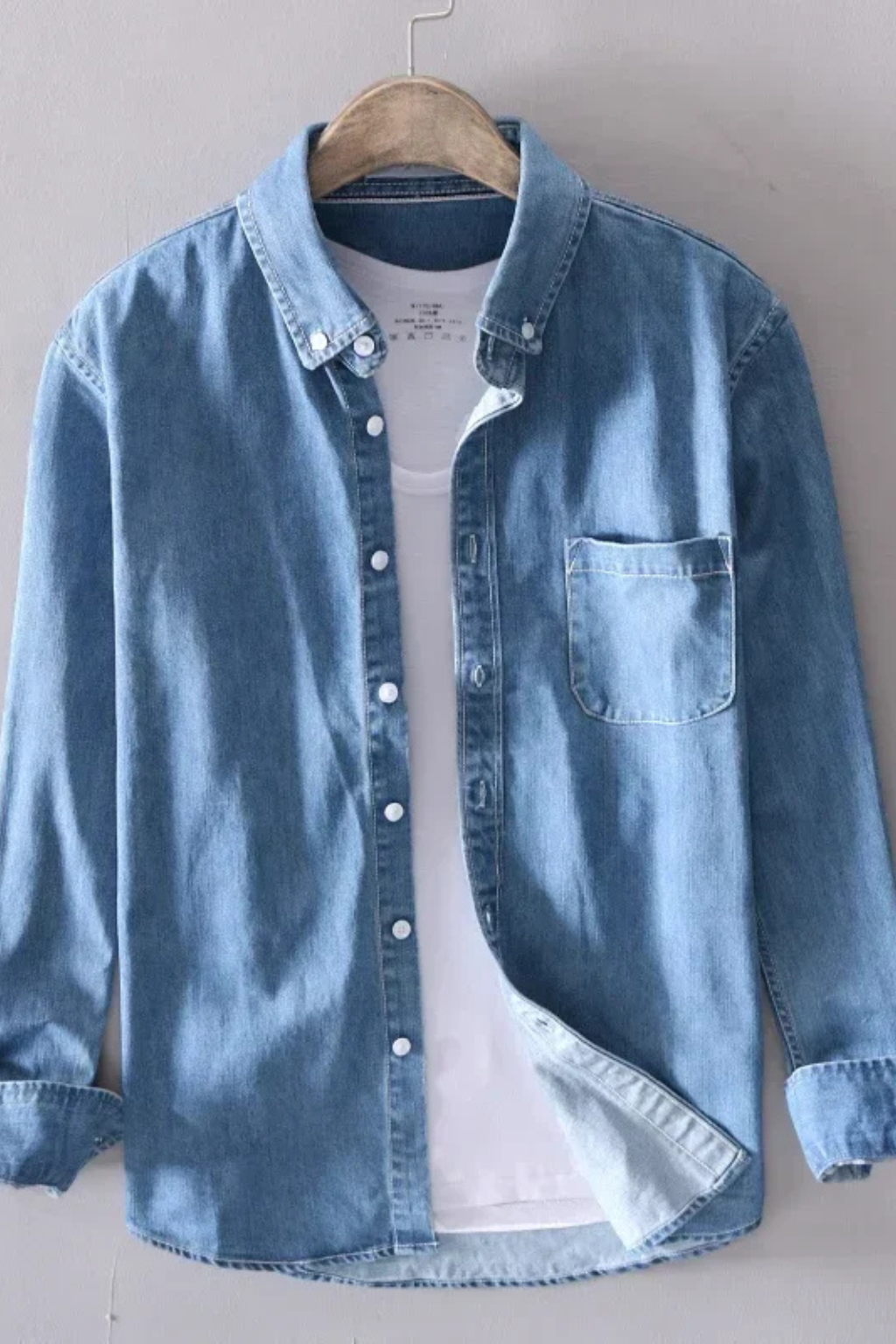 Lucas | Men's Shirt - Casual Button Down Denim in Light Wash