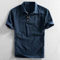 Men's Linen Short Sleeve Polo Shirt – Breathable Relaxed Fit Design