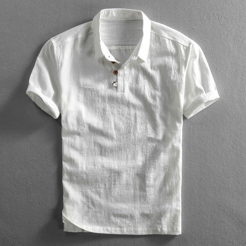 Men's Linen Short Sleeve Polo Shirt – Breathable Relaxed Fit Design