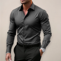 Men's Long-Sleeve Shirt – Classic Notched Collar Regular Fit Design