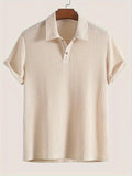 Men’s Polo Shirt – Textured Waffle Knit Short Sleeve Design