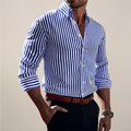 Men's Striped Dress Shirt – Long Sleeve Button-Up with Vertical Stripes