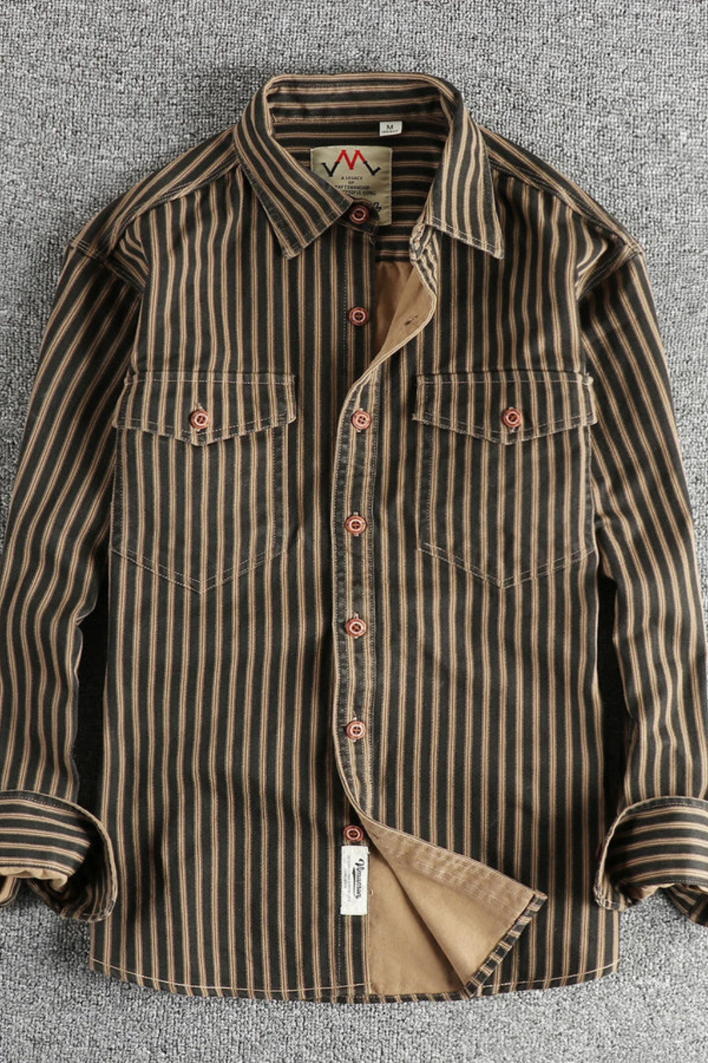 Noah | Men's Shirt - Loose Fit Striped Long Sleeve with Chest Pockets