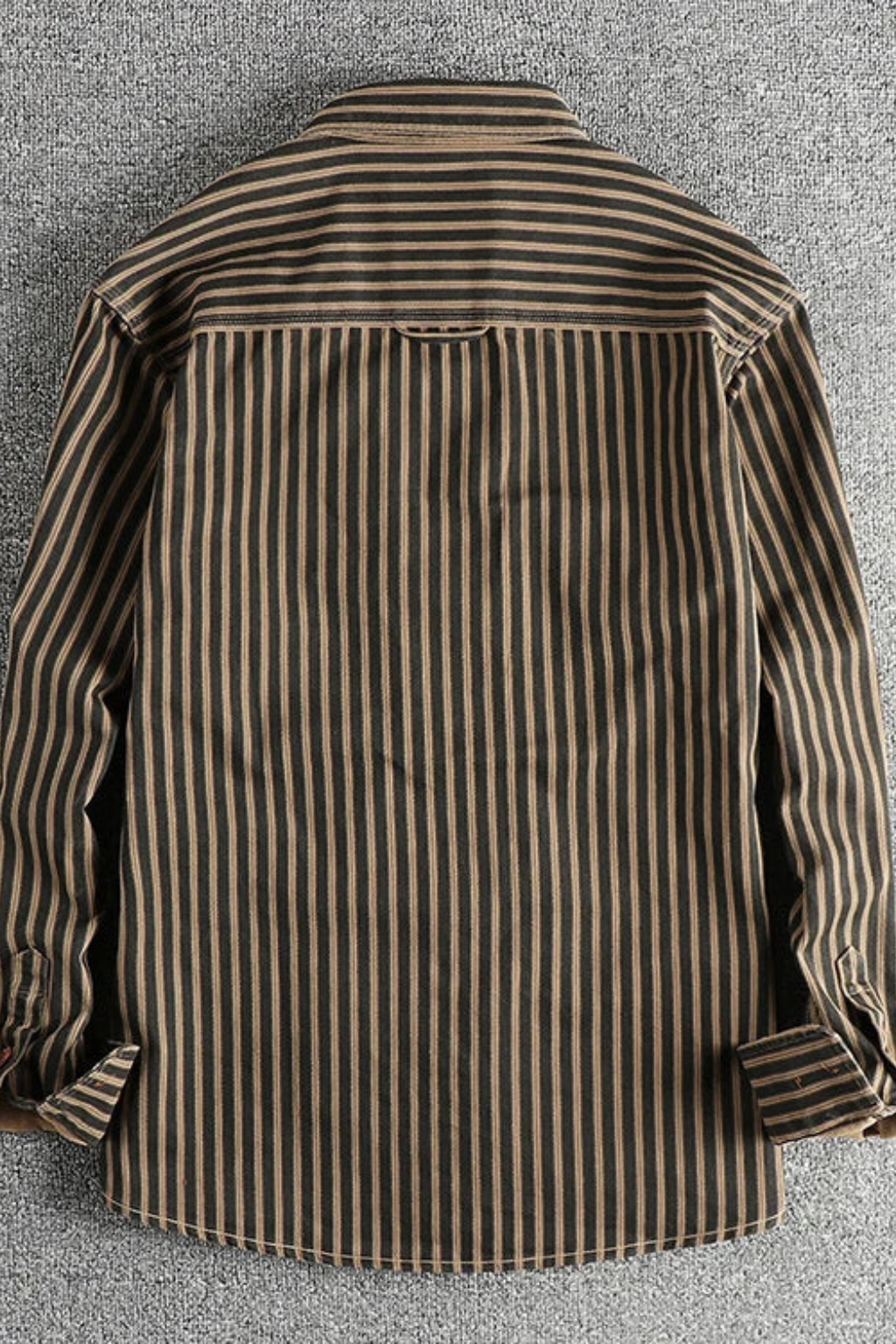Noah | Men's Shirt - Loose Fit Striped Long Sleeve with Chest Pockets