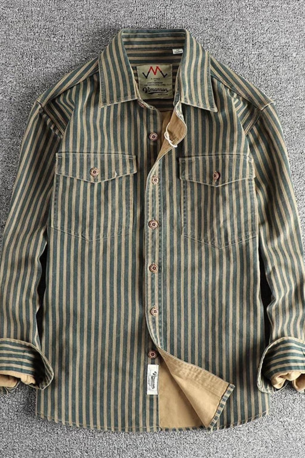 Noah | Men's Shirt - Loose Fit Striped Long Sleeve with Chest Pockets