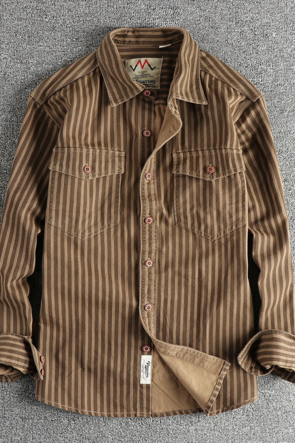 Noah | Men's Shirt - Loose Fit Striped Long Sleeve with Chest Pockets