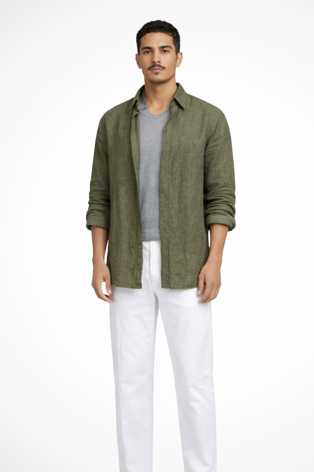 Roman | Men's Linen Shirt - Relaxed Fit Long Sleeve with Pocket