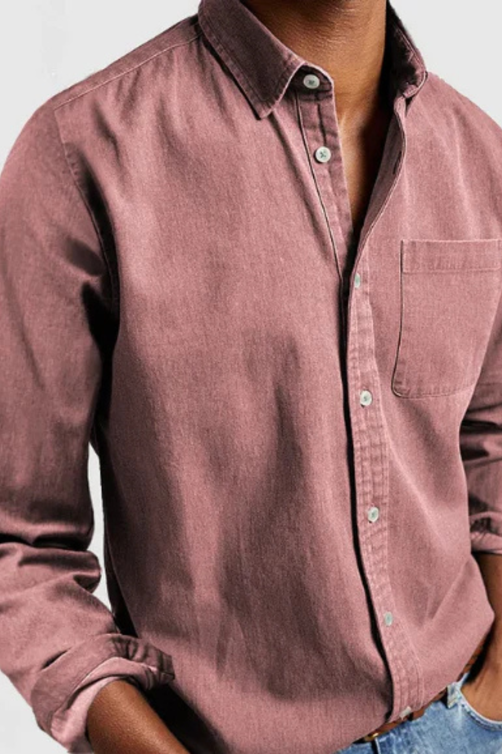 Roman | Men's Shirt - Casual Dark Blue Denim with Long Sleeves