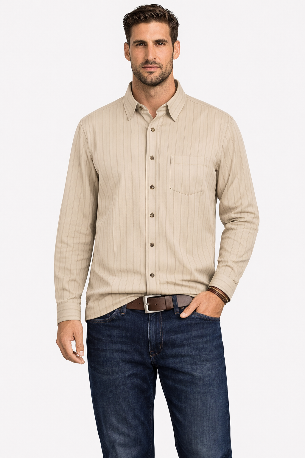 Rupert | Men's Dress Shirt – Striped Long Sleeve Cotton Design