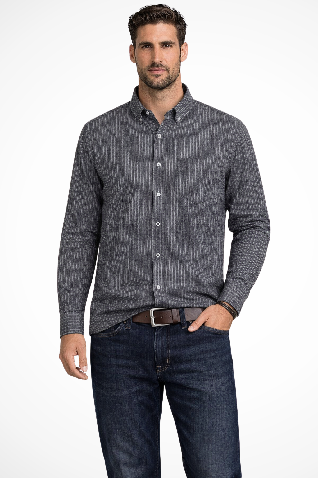 Rupert | Men's Dress Shirt – Striped Long Sleeve Cotton Design