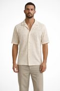 Solano | Men's Shirt – Lightweight Chevron Texture With Open Collar