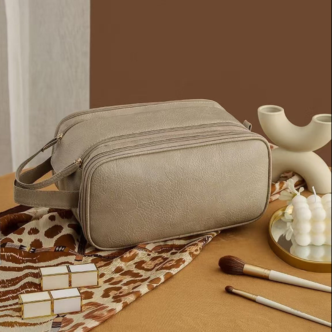 Travira | Travel Makeup Bag with Durable Water-Repellent Nylon – Spacious Organizer Design